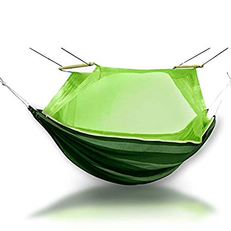 BuzzBlock Mosquito Net Outdoor Camping Hammock Travel Bed Lightweight Parachute Fabric Double Hammock For Indoor, Camping, Hiking, Backpacking, Backyard