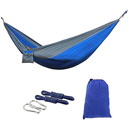 Sinolodo Double Camping Hammock - Lightweight Nylon Portable Hammock, Best Parachute Double Hammock For Backpacking, Camping, Travel, Beach, Yard. 106