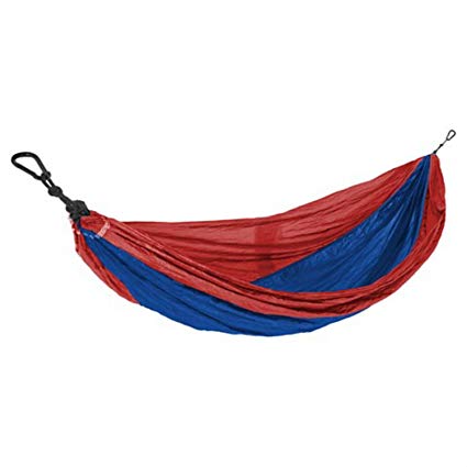 All-In-One Portable Parachute Nylon Fabric Travel Camping Hammock & Carabiners (Red/Blue)