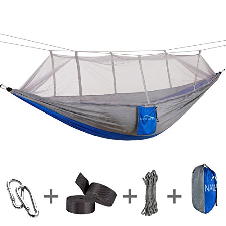 NAVESTAR Double Hammock with Mosquito Net, 440 Pounds Capacity, Sturdy & Lightweight for Outdoor Backpacking Camping Trip Hiking/Indoor Garden Yard