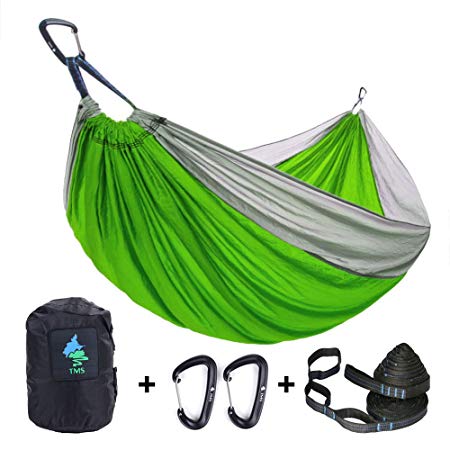 LKF Ripstop Double Camping Hammock With 9ft Tree Straps - Capacity 1000lbs, Lightweight Portable Nylon Hammock For Hiking, Travel, Backpacking, Beach,Yard.(118