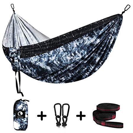 Canway Double Outdoor Hammock-Travel Camping Lightweight Hammock Portable- Parachute Nylon Hammock for Backpacking travel-with Tree Straps