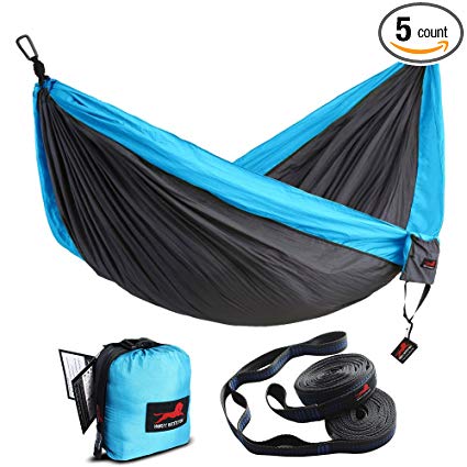 HONEST OUTFITTERS Single & Double Camping Hammock With Hammock Tree Straps,Portable Parachute Nylon Hammock for Backpacking travel