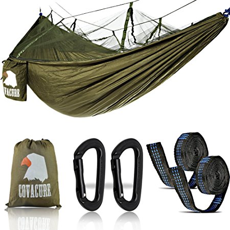 Covacure Camping Hammock Lightweight Portable Double Parachute Hammocks, Mosquito Nylon Hammock for Indoor,Outdoor, Hiking, Camping, Backpacking, Travel, Backyard, Beach