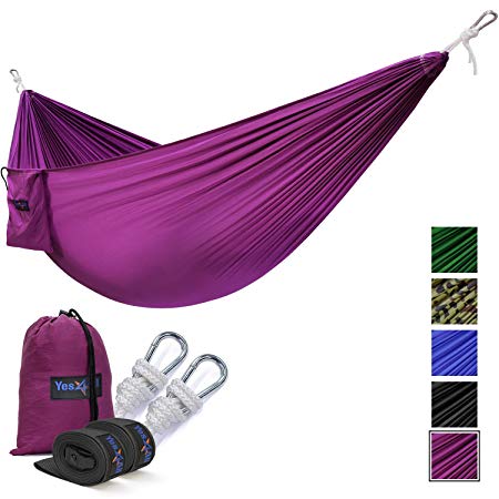 Yes4All Lightweight Camping Hammock with Strap & Carry Bag – Multi Color Available (Double)