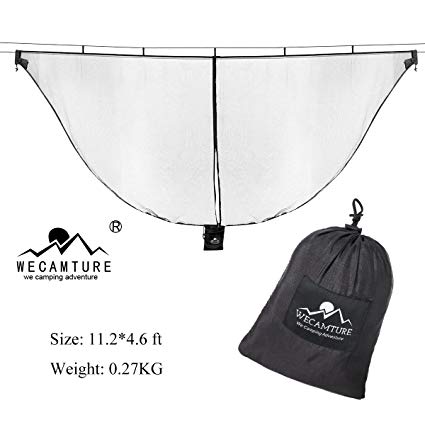 Wecamture Hammock Bug Mosquito Net XL 11x4.6FT No-See-Ums Polyester Fabric for 360 Degree Protection Dual Sided Diagonal Zipper For Easy Access Fits All Hammocks