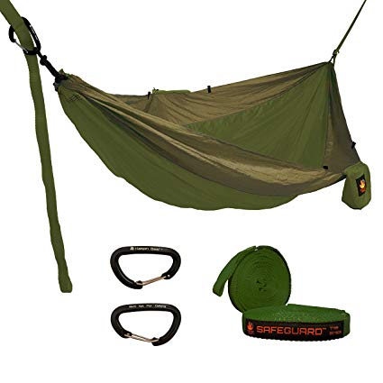 Kampin Gear Hangeasy Double Hammock with Aluminum Wiregate Carabiners and Tree Straps