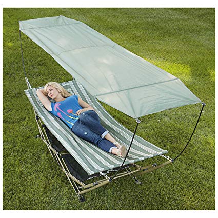 Bliss Hammocks Stow-ez Portable Hammock and 4 Part Stand with Canopy In Blue