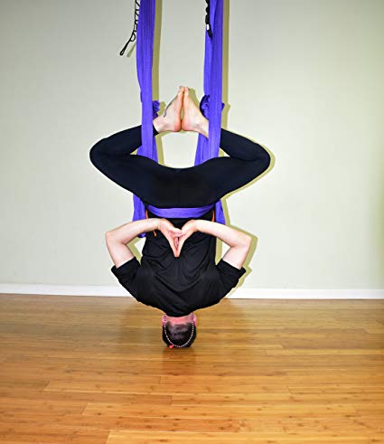 Deluxe Aerial Yoga Hammock (Yoga Swing for Trx, Aerial Yoga, Antigravity) (Purple)