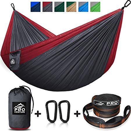 Double Camping Hammock - XL Hammocks, FREE Premium Straps & Carabiners - Lightweight + Compact Parachute Nylon - Backpacker Approved and Ready for Adventure! 10.5 x 6.5 FT