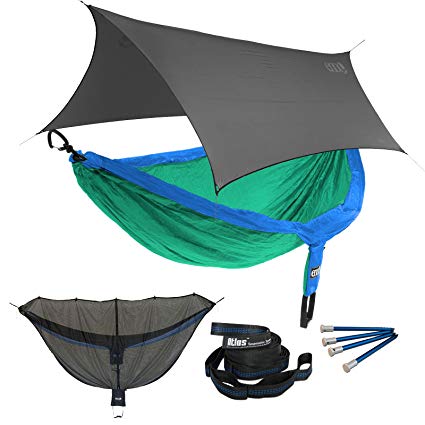 Eagles Nest ENO DoubleNest OneLink Combo - Royal/Emerald Hammock+Grey Profly