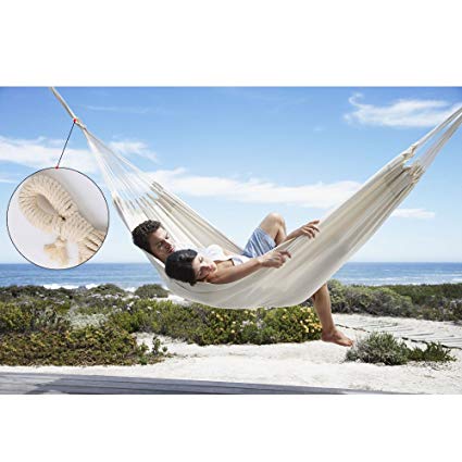 Portable Camping Hammock Cotton Fabric for Yard Home Beach Travel