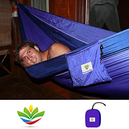 Hammock Bliss Double - Extra Large Portable Hammock - Ideal For Camping, Backpacking, Kayaking & Travel - Suspension System Included - 100