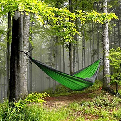 GEARUP Single & Double Camping Hammock Best Camping Gear Parachute Hammock With Carabiners And Hanging Ropes