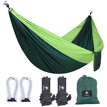 Subesty Parachute Camping Hmmock, Outdoor Double Hammock, Portable Ultralight Ripstop Nylon Hammock for Hiking, Backpacking, Traveling and Yard 118 