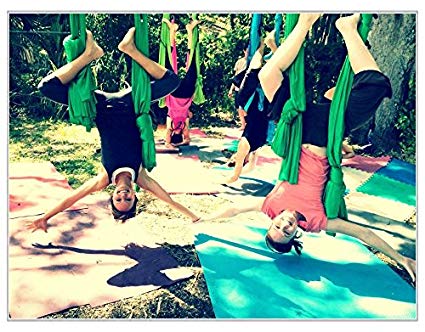 Deluxe Aerial Yoga Hammock (Yoga Swing or Sling, Aerial Yoga) (Kelly Green)