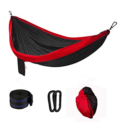 Vishusju Outdoor Double Camping Hammock with Tree Straps Carabiners Lightweight Parachute Hammock Rated 600 LBS 118