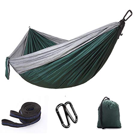 Outdoor Double Camping Hammock Parachute 118x78 inches with 2 Straps and Carabiners for Camping Hiking Backpacking Backyard