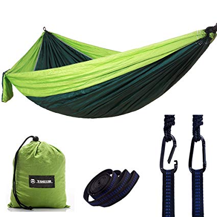 Hammock for Camping TODYM Portable Lightweight Parachute Nylon Hammock Hiking gear For Outdoors Backpacking Survival or Travel Included Tree Straps Carabiners