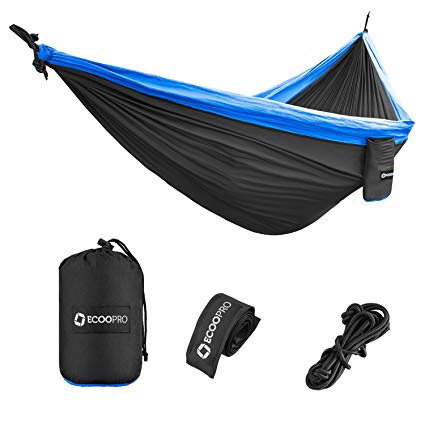 ECOOPRO Double Camping Hammock - Lightweight & Portable Parachute Hammock with Tree Straps for Camping, Backpacking, Travel, Beach, Yard