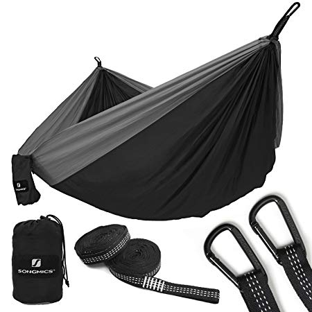 SONGMICS Ultra-Lightweight & Portable Hammock Hold up to 660LB Single & Double Parachute Nylon Camping Hammock Swing Bed 118'' x 78'' for Outdoor Backpacking, Hiking, Yard, Traveling