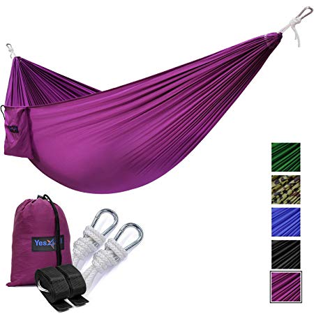 Yes4All Lightweight Camping Hammock with Strap & Carry Bag – Multi Color Available (Single)