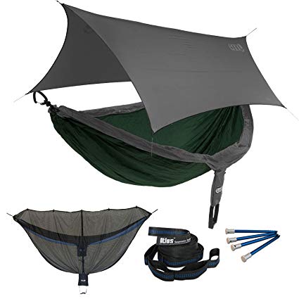 Eagles Nest ENO DoubleNest OneLink Combo - Forest/Charcoal Hammock+Grey Profly