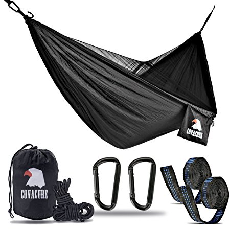 Covacure Camping Hammock - Hold Up to 772lbs Portable Double Hammocks with Mosquito Net For Backpacking, Camping, Travel, Beach, Yard.