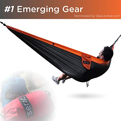 [Premium Double Hammock & Strap Bundle] Serac Sequoia XL Portable Double Camping Hammock with Ripstop Nylon and Quick-Hang Suspension System