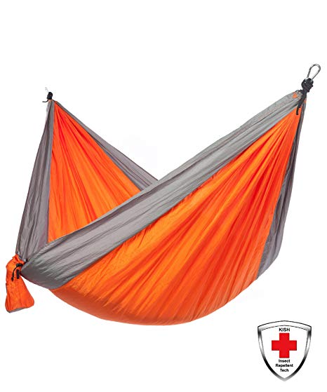 Made With KISH Bug Repellent Just Relax Double Portable Lightweight Camping Hammock, 10.6x6.6 Feet