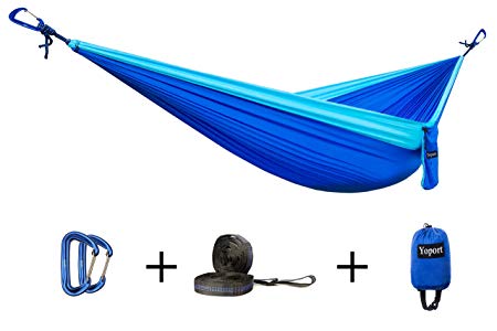 Camping Hammock Set Kit with Carabiners and hammock straps - Lightweight Nylon Portable Hammock, Best Parachute Double Hammock For Backpacking, Camping, Travel, Beach, Yard.118