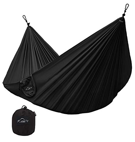 Hammock for Camping - Single & Double Hammock by YAKOUTFITTERS - Portable Gear for The Outdoors Backpacking Survival, Travel, Indoors Sleeping - Best Quality Strong Parachute Nylon Hammocks