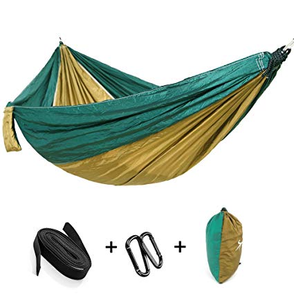 ATLES Portable Outdoor Camping Hammock Lightweight Parachute 2 Person Hammock with Tree Straps and 2 x Carabiners for Backpacking Travel, Garden, Patio, Yard Swing