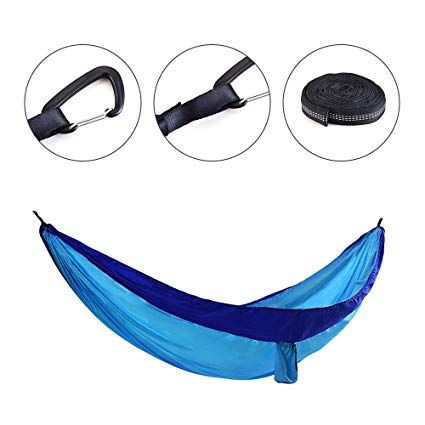 C&C MORE Single Double Parachute Hammock for Camping Backpacking Lightweight Portable with 2 Tree Straps