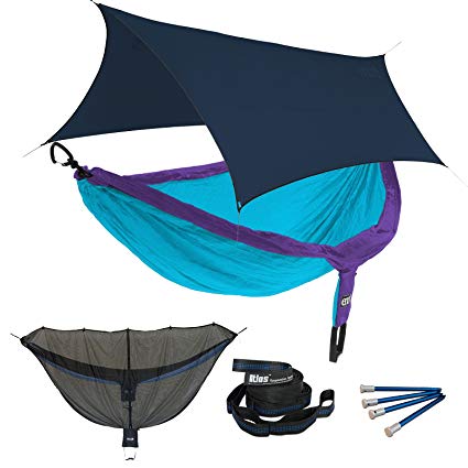 Eagles Nest ENO DoubleNest OneLink Combo - Purple/Teal Hammock+Navy Profly