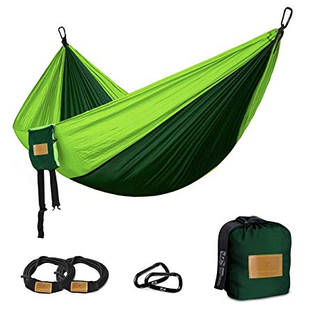 Greenmall Camping Hammock, Double Portable Soft Breathable Parachute Nylon Lightweight Hammock for Hiking Travel Backpacking Beach Garden, 660lbs Capacity