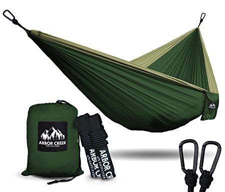 Best XL Double Camping Hammock - Heavy Duty and Ultralight Nylon Travel Hammock - Upgraded Carabiners Portable Hammock with Tree Straps – Indoor & Backyard Hammock –Easy Setup Hammock - Holds 500 lbs!