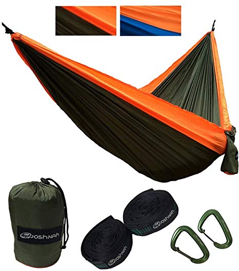 JoshNAh Lightweight Double Camping Hammock Set with Heavy Duty Tree Straps and Carabiners for Backpacking , Camping , Travel , Beach , Yard