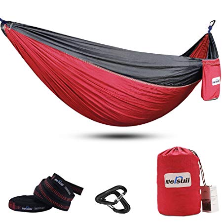 Mersuii Double Camping Hammock with Tree Straps, Lightweight Portable Nylon 2 Person Outdoor Hammock for Backpacking, Travel, the Beach and Your Backyard