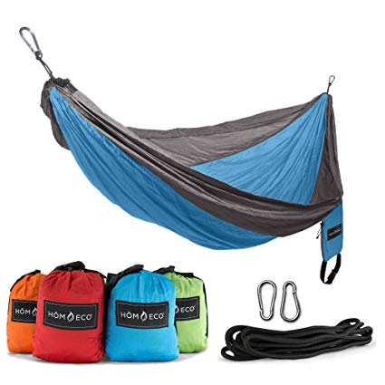 HŌMECO Double and Single Camping Hammock, Lightweight Nylon Parachute Travel Hammocks