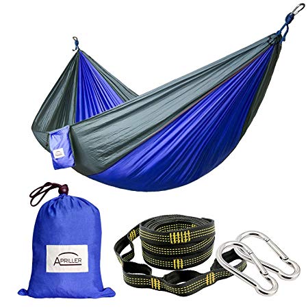 Apriller 2 person hammock Camping Hammock/Portable Hammock/Lightweight Nylon Portable Hammock/Best Parachute Double Hammock for Light Travel,Camping,Hiking,Backpacking,Mats,Carpet