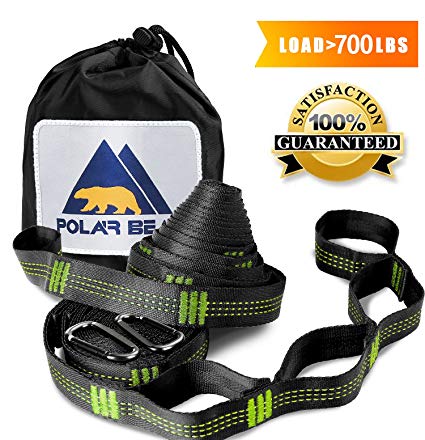 Hammock Tree Straps Set Versatile Heavy Duty 100% No Stretch Tree Friendly with 2 Carabiners Lightweight Camping Hammock Accessories with Adjustable Loops