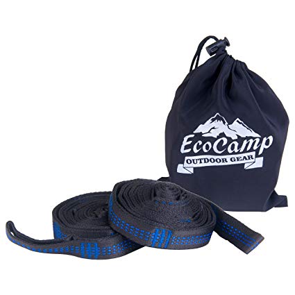 EcoCamp OUTDOOR GEAR Tree Straps – XL Hammock Straps – Each Strap is 10FT, 18 + 1 Loops, 1000 LBS – Unyielding and Enduring XL Hammock Tree Straps- Long, No Stretch, Heavy Duty Outdoor Tree Straps