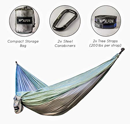 single Hammock With Tree Straps : camping hammock parachute hammock ripstop 400lbs by Wolfen Research