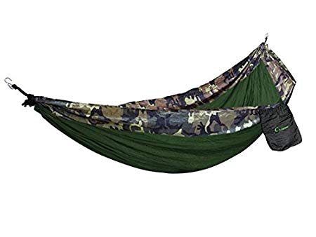 Chakemo Camo Camping Hammock With Snap Spring Carabiners And Nylon Ropes (SINGLE)