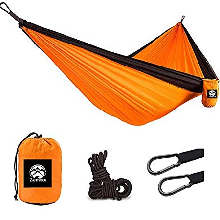 XL Double Camping Hammock with Steel Carabiners | Portable Two Person Outdoor Backpacking Hammocks for Hiking, Travel, Beach | Ultra Lightweight Parachute Nylon