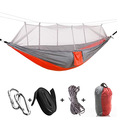 Camping Hammock Bug Net, Selfgang Easy Hanging Double Hammock with Tree Straps & Carabiners 450lbs