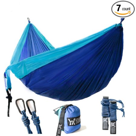 Winner Outfitters Double Camping Hammock - Lightweight Nylon Portable Hammock, Best Parachute Double Hammock For Backpacking, Camping, Travel, Beach, Yard. 118