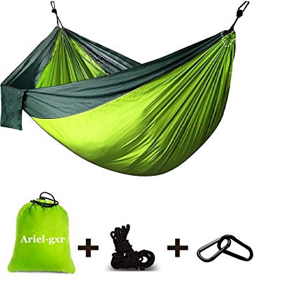 ariel-gxr Double Hammock Camping, Lightweight 100% Nylon Portable Hammock with Tree Hanging Straps, Rope For Backpacking, Camping, Travel, Beach, Yard(270x140cm) Hold the Weight Up to 700pounds(lbs)