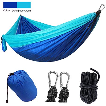 Yomodo Backpacking Hammock-Double Parachute Hammock for Backyard, Camping, Travel,Porch, Outdoor and Indoor Use-Lightweight Nylon Portable Hammock